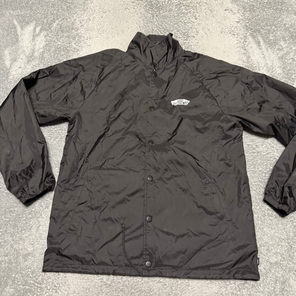 Vans Jacket Mens Medium Snap Windbreaker Black Skate